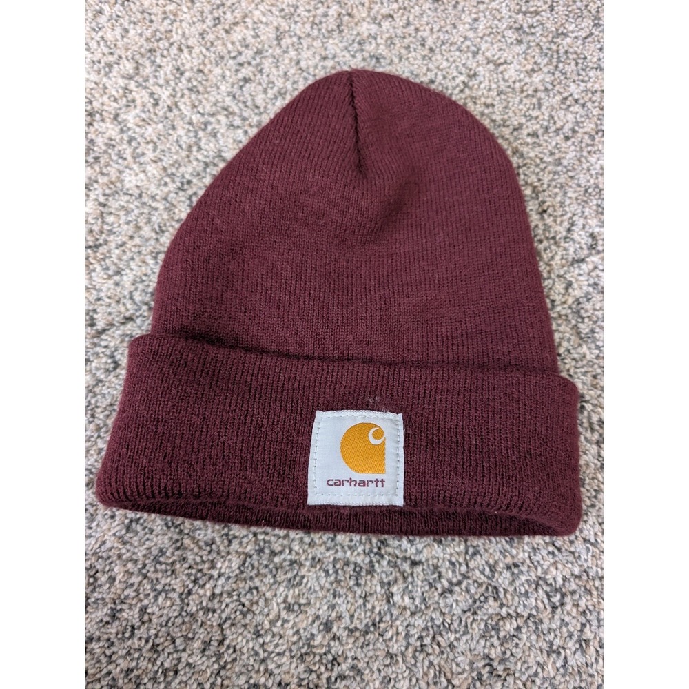 Carhartt Men Women Burgundy Acrylic Rib Knit Watch Hat Beanie Made in USA A18